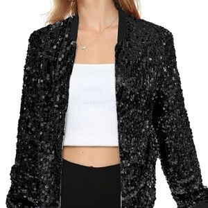 Sequin Black Bomber Jacket